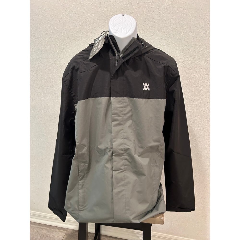 Dixxon Flannel Co Mens Hooded Windbreaker Jacket Black Grey Colorblock XL Tall